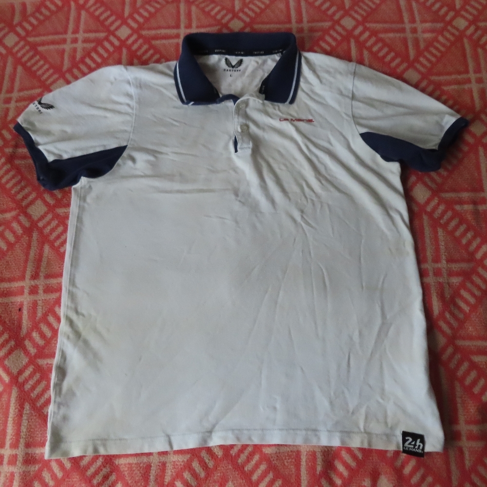 Castore Le Man's 24hr Racing White & Blue Fanwear Polo T-Shirt L